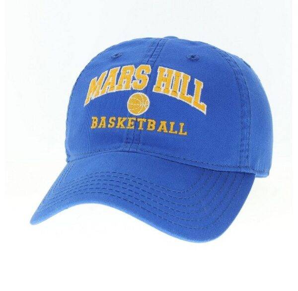 Royal blue cap with Mars Hill Basketball embroidered