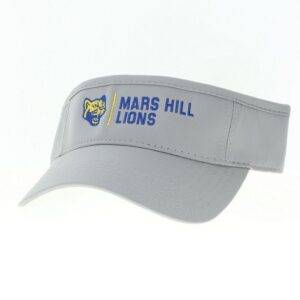 Gray visor with Mars Hill Lions and lion head logo embroidered