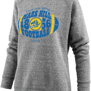 Gray longsleeve shirt with wording Love me some Mars Hill Football Lions; Mars Hill Football and 1856 are stylyzed into the shape of a football