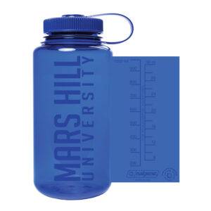 Blue Nalgene bottle with Mars Hill University imprint