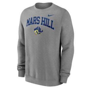 gray sweatshirt with Mars Hill text and MHU athletics logo centered below