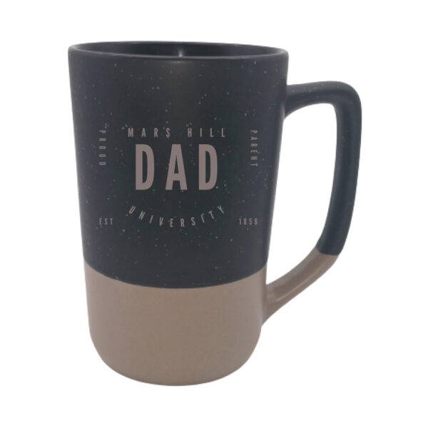 coffee mug in two-tone black with tan bottom and wording Mars Hill Dad