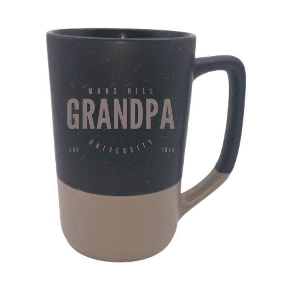 coffee mug in two-tone black with tan bottom and wording Mars Hill Grandpa